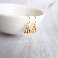 Gold Drop Earrings, little teardrop earring, gold teardrop earring, 3 drop earring, dainty gold earring, 14K solid gold hook opt, small drop - Constant Baubling