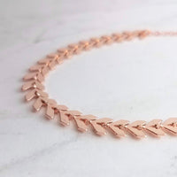 Herringbone Bracelet, rose gold v bracelet, rose gold arrow, rose gold bracelet, pink gold bracelet, delicate rose gold bracelet, fish bone - Constant Baubling