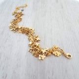 Clover Bracelet, gold cluster bracelet, gold clover chain, lucky charm bracelet, fringe bracelet, good luck bracelet, St Patricks bracelet - Constant Baubling