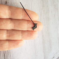 Black Bat Earrings, tiny bat earring, bat dangle, little flying bats, long matte black hook, 2 inch earring, Halloween jewelry, trick treat - Constant Baubling