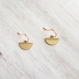Half Circle Earrings, gold semicircle earring, small gold earring, little gold dangle, half moon earring, geometric jewelry, pendulum blade - Constant Baubling