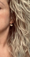 Half Circle Earrings, gold semicircle earring, small gold earring, little gold dangle, half moon earring, geometric jewelry, pendulum blade - Constant Baubling