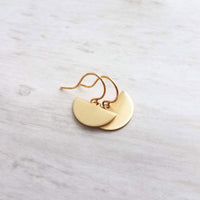 Half Circle Earrings, gold semicircle earring, small gold earring, little gold dangle, half moon earring, geometric jewelry, pendulum blade - Constant Baubling