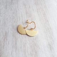 Half Circle Earrings, gold semicircle earring, small gold earring, little gold dangle, half moon earring, geometric jewelry, pendulum blade - Constant Baubling