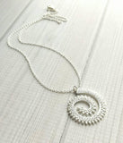 Whirlwind Necklace - silver spiral curl pendant of princess crown wire swirl - intricate filigree unique fancy coil - delicate thin chain - Constant Baubling