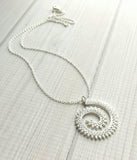 Whirlwind Necklace - silver spiral curl pendant of princess crown wire swirl - intricate filigree unique fancy coil - delicate thin chain - Constant Baubling