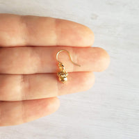 Gold Acorn Earrings, small acorn dangle, golden acorn, squirrel earring, tiny gold acorn, simple earrings, delicate fall earring, autumn ear - Constant Baubling