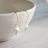 Maple Leaf Earrings, silver leaf earring, tiny leaf earring, Toronto, little leaf earring, leaf dangle earring, autumn earring, fall earring - Constant Baubling