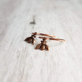 Little Bee Earring - tiny rustic antique copper mini bumblebees & small simple delicate hooks - minimalist spring honeybee hive - honey gift - Constant Baubling