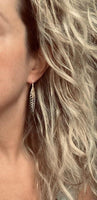 Thin Silver Leaf Earrings, long narrow leaf earrings, filigree leaves earring, long silver leaf earring, cut out leaf earring, huggie hoops - Constant Baubling