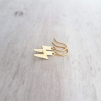 Gold Lightning Bolt Earring, tiny lightning earring, little bolt earring, small lightning bolt earring, thunderstorm earring, high voltage - Constant Baubling