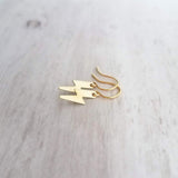 Gold Lightning Bolt Earring, tiny lightning earring, little bolt earring, small lightning bolt earring, thunderstorm earring, high voltage - Constant Baubling