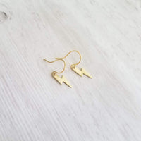 Gold Lightning Bolt Earring, tiny lightning earring, little bolt earring, small lightning bolt earring, thunderstorm earring, high voltage - Constant Baubling