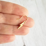 Gold Lightning Bolt Earring, tiny lightning earring, little bolt earring, small lightning bolt earring, thunderstorm earring, high voltage - Constant Baubling