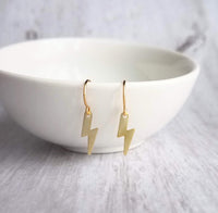 Gold Lightning Bolt Earring, tiny lightning earring, little bolt earring, small lightning bolt earring, thunderstorm earring, high voltage - Constant Baubling