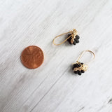 Black Pumpkin Earrings - tiny little resin jack o lantern charm on gold kidney hooks - October birthday or trick or treat/Halloween gift - Constant Baubling