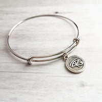 Eye of Horus Bracelet - silver Egyptian moon god celestial round coin charm of protection & healing symbol - wadjet protect health heal gift - Constant Baubling