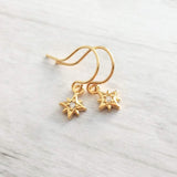 Gold Oval Dangle Earrings, CZ earring, North Star earring, cubic zirconia earring, small gold earring, petite gold earring, oval earrings - Constant Baubling
