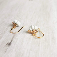 Tiny Pumpkin Earrings - pale grey/gray jack o lantern charm - October birthday/Halloween gift - upgrade 14K gold fill hooks - Constant Baubling