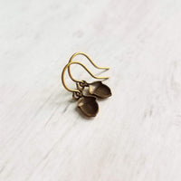 Little Acorn Earrings, small acorns, oxidized brass acorn, bronze acorns, autumn earrings, fall accessory, tiny acorn earring, petite dangle - Constant Baubling
