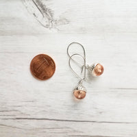 Small Acorn Earrings, glass acorn earring, peach acorn, silver acorn earring, acorn dangle earring, fall earring, autumn earring, squirrel - Constant Baubling
