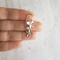 Flower Cascade Earrings - little silver bridal/wedding bridesmaid jewelry - small shiny dainty trillium - .925 sterling silver hook option - Constant Baubling