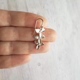 Flower Cascade Earrings - little silver bridal/wedding bridesmaid jewelry - small shiny dainty trillium - .925 sterling silver hook option - Constant Baubling