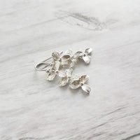 Flower Cascade Earrings - little silver bridal/wedding bridesmaid jewelry - small shiny dainty trillium - .925 sterling silver hook option - Constant Baubling