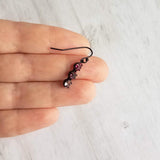 Purple Crystal Earrings, purple earring, hot pink earring, fuchsia earring, matte black earrings, dainty purple earring, small black earring - Constant Baubling