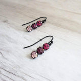 Purple Crystal Earrings, purple earring, hot pink earring, fuchsia earring, matte black earrings, dainty purple earring, small black earring - Constant Baubling