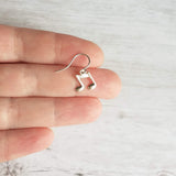 Silver Music Note Earrings, small sterling silver dangle, tiny music earring, eighth note charm, singer musician conductor teacher gift - Constant Baubling