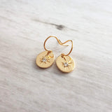 Gold Oval Dangle Earrings, CZ earring, North Star earring, cubic zirconia earring, small gold earring, petite gold earring, oval earrings - Constant Baubling