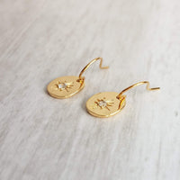 Gold Oval Dangle Earrings, CZ earring, North Star earring, cubic zirconia earring, small gold earring, petite gold earring, oval earrings - Constant Baubling