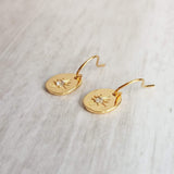 Gold Oval Dangle Earrings, CZ earring, North Star earring, cubic zirconia earring, small gold earring, petite gold earring, oval earrings - Constant Baubling