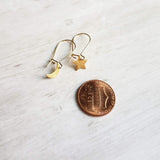 Moon Star Earrings, small gold earring, crescent moon, celestial earring, night sky earring, make a wish, gold moon earring, shooting star - Constant Baubling