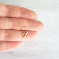 Fleur De Lis Earrings - little tiny gold lily flower charm dangles - small simple ear hooks - French emblem - New Orleans gift for her - Constant Baubling