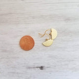 Half Circle Earrings, gold semicircle earring, small gold earring, little gold dangle, half moon earring, geometric jewelry, pendulum blade - Constant Baubling