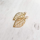 Gold Leaf Earrings, gold filigree leaf earring, cut out leaf earring, punched leaf earring, delicate, 14K SOLID GOLD or filled hook upgrade - Constant Baubling