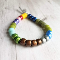 Tie On Bead Bracelet, large pony bead bracelet, roller bead bracelet, ugly color, colorful bracelet, acrylic beads, cord bracelet, knotted - Constant Baubling