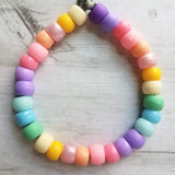 Pastel Rainbow Bracelet, pastel bead bracelet, tie on bracelet, cord bracelet, large crow beads, faux glass bead bracelet, chunky mix colors - Constant Baubling