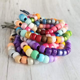 Multicolor Bead Bracelet, designer style bracelet, tie cord bracelet, large roller bead bracelet, faux glass crow beads, big chunky mix VSCO - Constant Baubling