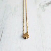 Clover Necklace, shamrock necklace, delicate gold chain, tiny clover charm, small brass clover necklace, good luck necklace, Irish necklace - Constant Baubling