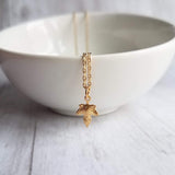 Maple Leaf Necklace, tiny gold leaf, leaf pendant, gold leaf charm, delicate necklace, 14K gold fill chain opt, Toronto necklace autumn gift - Constant Baubling