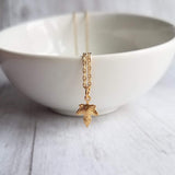 Maple Leaf Necklace, tiny gold leaf, leaf pendant, gold leaf charm, delicate necklace, 14K gold fill chain opt, Toronto necklace autumn gift - Constant Baubling