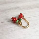 Small Strawberry Earrings, tiny strawberries, little red fruit earring, strawberry jewelry, strawberry dangle, gold strawberry charm - Constant Baubling