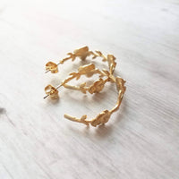 Vine Hoop Earrings, floral earring, matte silver earring, circle earring, silver branch earring, rose flower hoop .925 sterling silver posts - Constant Baubling