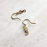 Tiny Seahorse Earrings, sea creature earring, mini seahorse earring, little bronze seahorse earring, beach earring, seahorse dangles, small - Constant Baubling