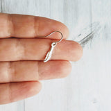 Silver Feather Earrings - .925 sterling silver hooks with tiny little charm - minimalist simple feather dangles - birthday/anniversay gift - Constant Baubling