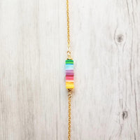 Rainbow Necklace, colorful necklace, multicolor necklace, gold rainbow necklace, cheerful necklace, pride necklace, rainbow disk necklace - Constant Baubling