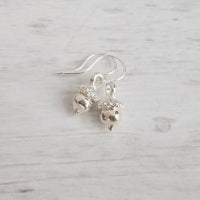 Acorn Earrings - small silver charms on simple little delicate ear hooks, fall earrings, autumn earrings, dainty fall earrings, petite - Constant Baubling